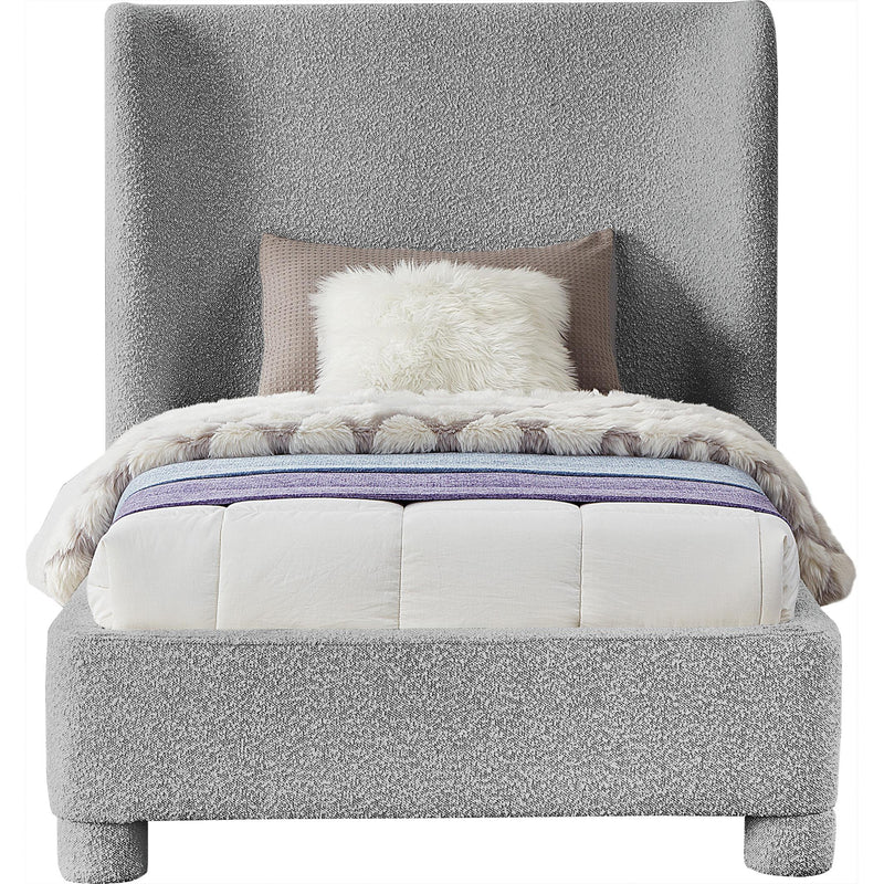 Meridian Penny Grey Boucle Fabric Twin Bed IMAGE 3