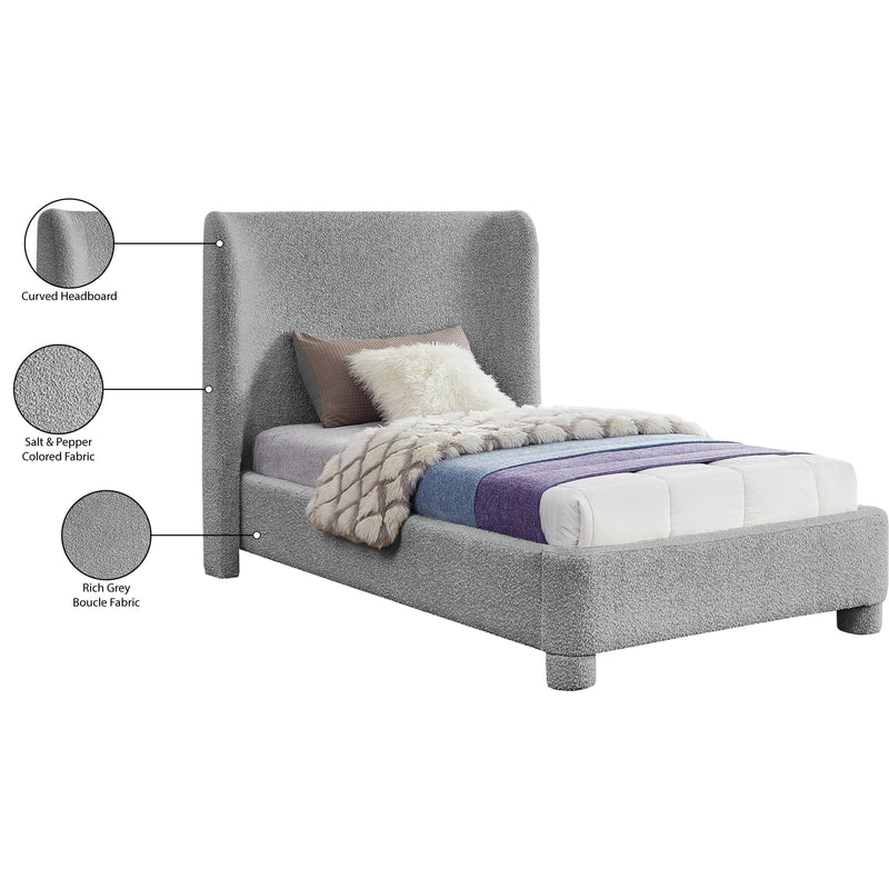 Meridian Penny Grey Boucle Fabric Twin Bed IMAGE 8