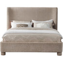 Meridian Penny Beige Chenille Fabric King Bed IMAGE 3