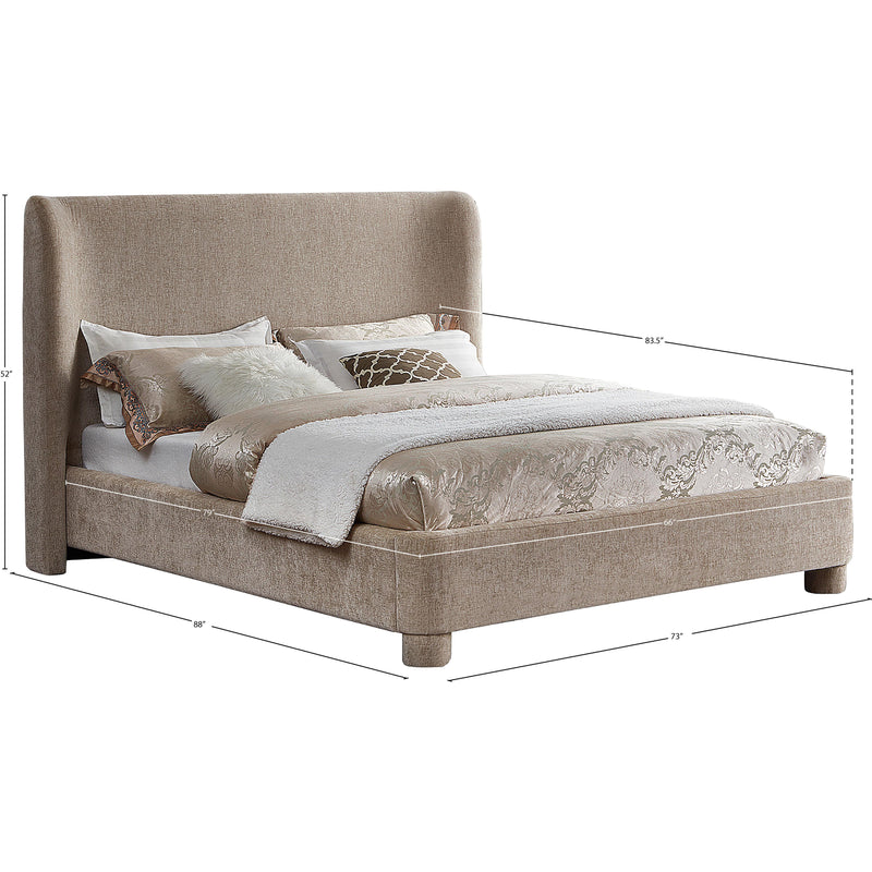 Meridian Penny Beige Chenille Fabric Queen Bed IMAGE 10