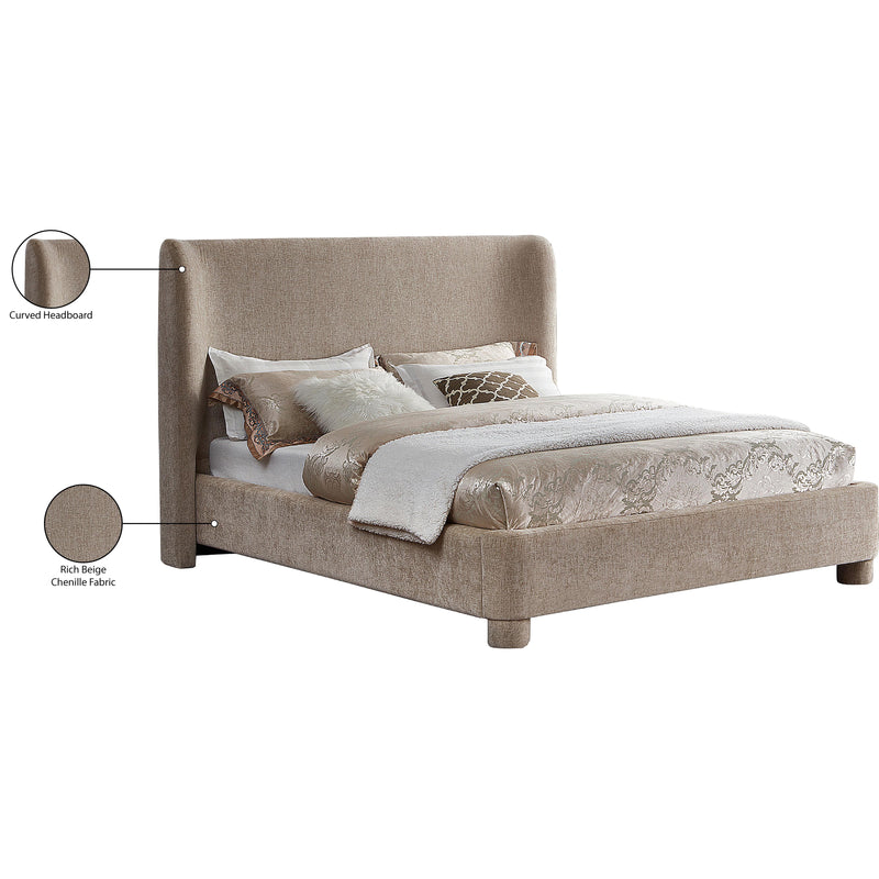 Meridian Penny Beige Chenille Fabric Queen Bed IMAGE 11