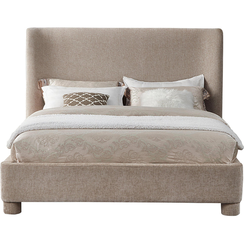 Meridian Penny Beige Chenille Fabric Queen Bed IMAGE 3