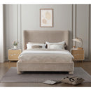 Meridian Penny Beige Chenille Fabric Queen Bed IMAGE 4