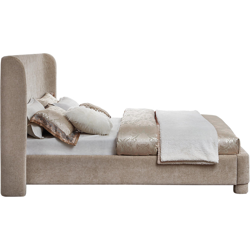 Meridian Penny Beige Chenille Fabric Queen Bed IMAGE 5
