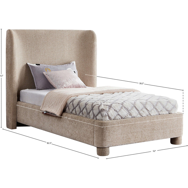 Meridian Penny Beige Chenille Fabric Twin Bed IMAGE 10