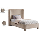 Meridian Penny Beige Chenille Fabric Twin Bed IMAGE 11