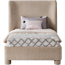 Meridian Penny Beige Chenille Fabric Twin Bed IMAGE 3