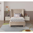 Meridian Penny Beige Chenille Fabric Twin Bed IMAGE 4