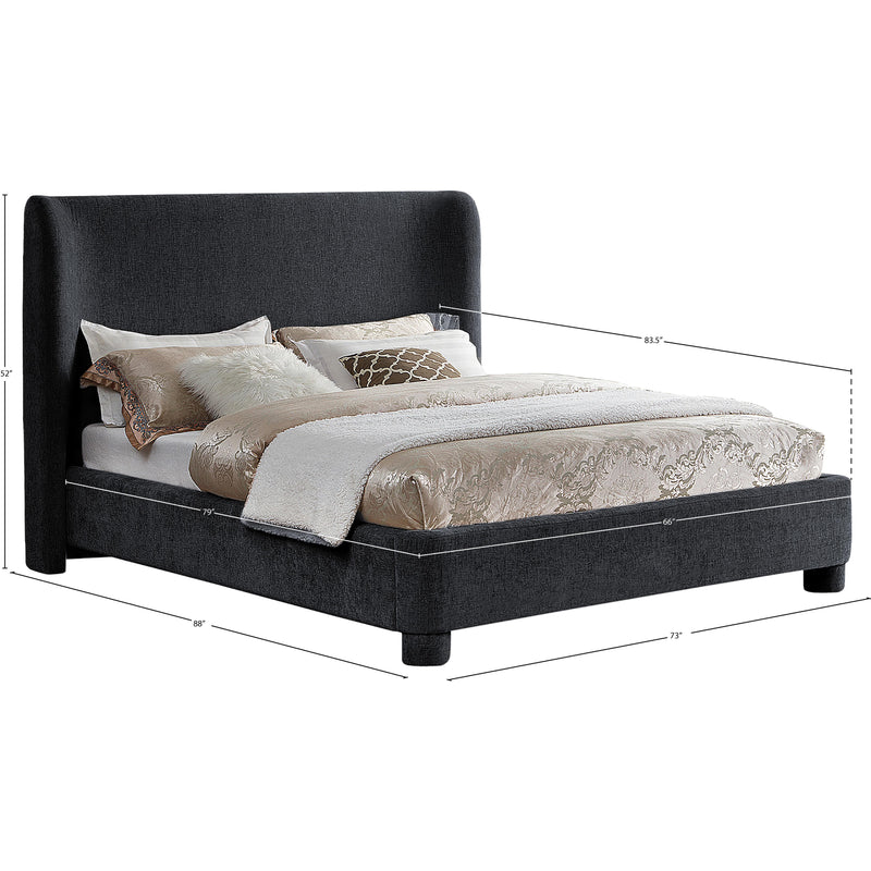 Meridian Penny Black Chenille Fabric Queen Bed IMAGE 10