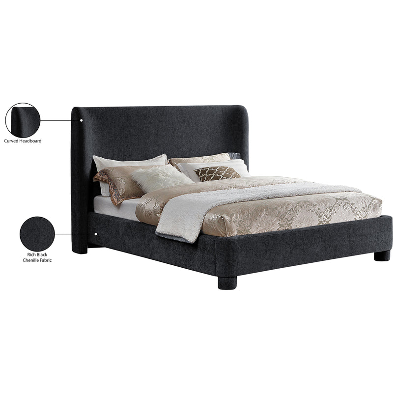 Meridian Penny Black Chenille Fabric Queen Bed IMAGE 11