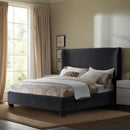 Meridian Penny Black Chenille Fabric Queen Bed IMAGE 2