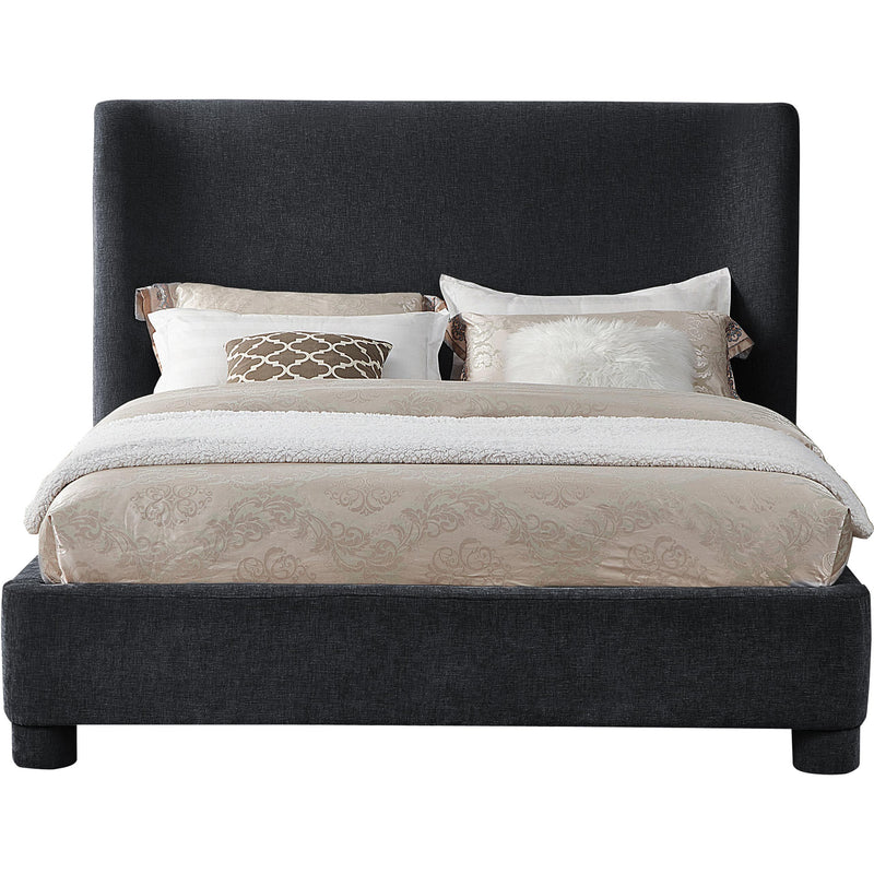 Meridian Penny Black Chenille Fabric Queen Bed IMAGE 3