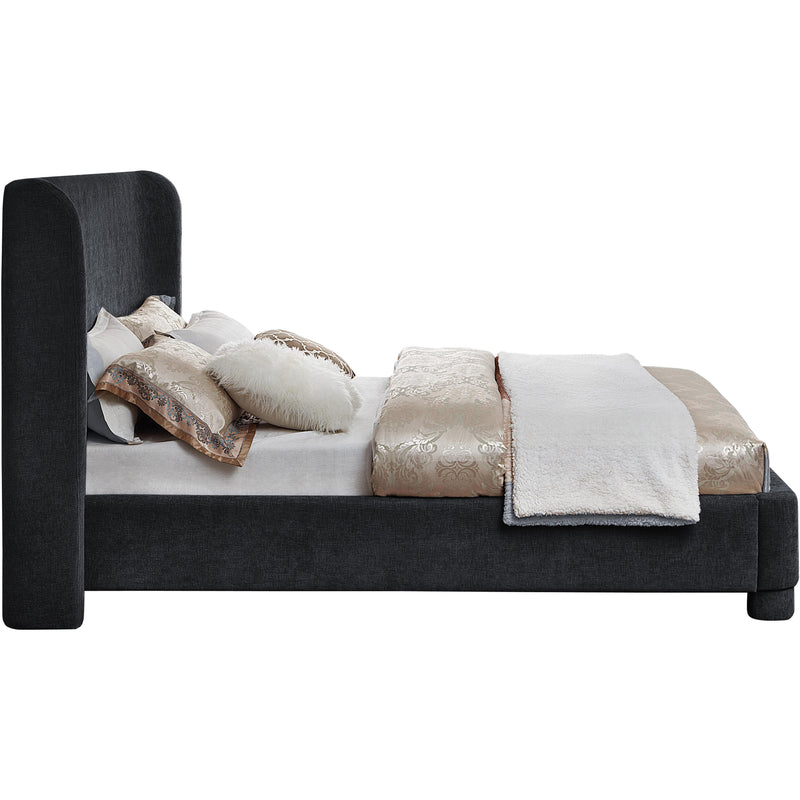 Meridian Penny Black Chenille Fabric Queen Bed IMAGE 5