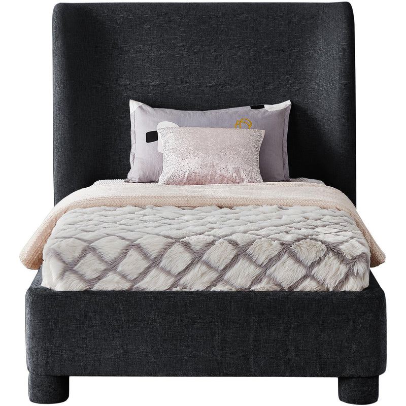 Meridian Penny Black Chenille Fabric Twin Bed IMAGE 3