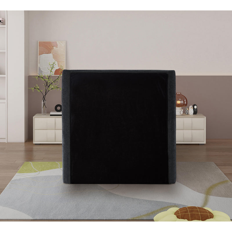 Meridian Penny Black Chenille Fabric Twin Bed IMAGE 8