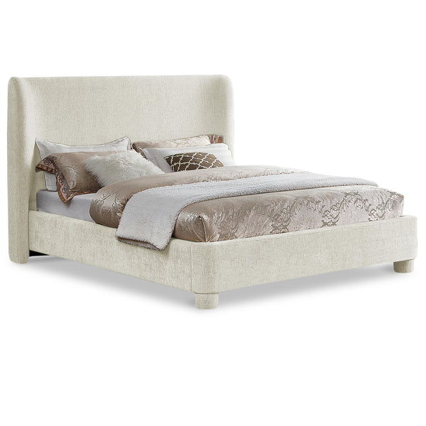 Meridian Penny Cream Chenille Fabric Full Bed IMAGE 1