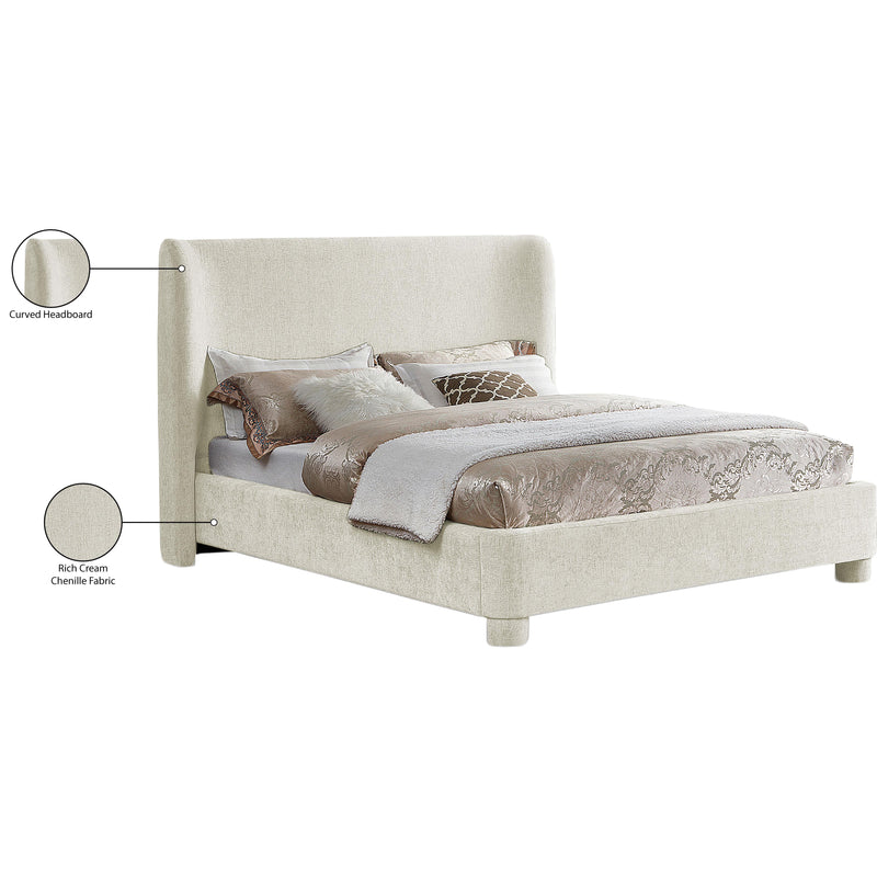 Meridian Penny Cream Chenille Fabric Queen Bed IMAGE 11