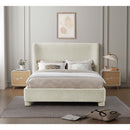 Meridian Penny Cream Chenille Fabric Queen Bed IMAGE 4