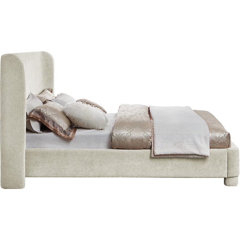 Meridian Penny Cream Chenille Fabric Queen Bed IMAGE 5