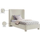 Meridian Penny Cream Chenille Fabric Twin Bed IMAGE 11