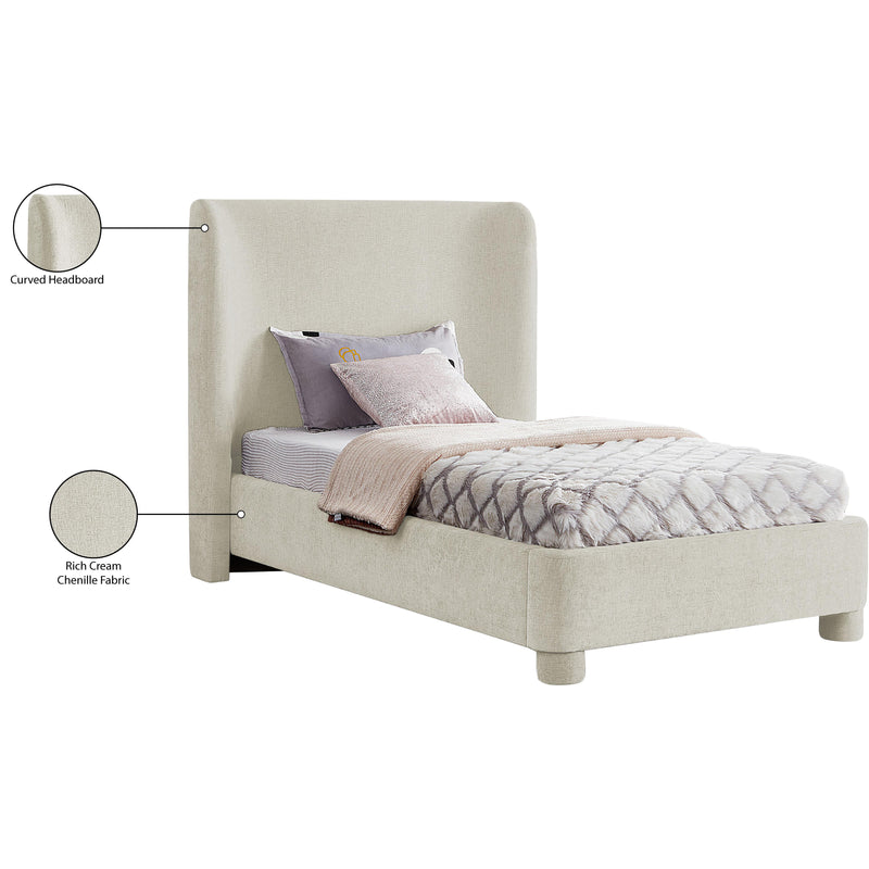 Meridian Penny Cream Chenille Fabric Twin Bed IMAGE 11