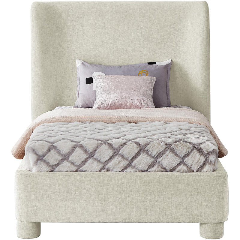 Meridian Penny Cream Chenille Fabric Twin Bed IMAGE 3