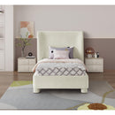 Meridian Penny Cream Chenille Fabric Twin Bed IMAGE 4