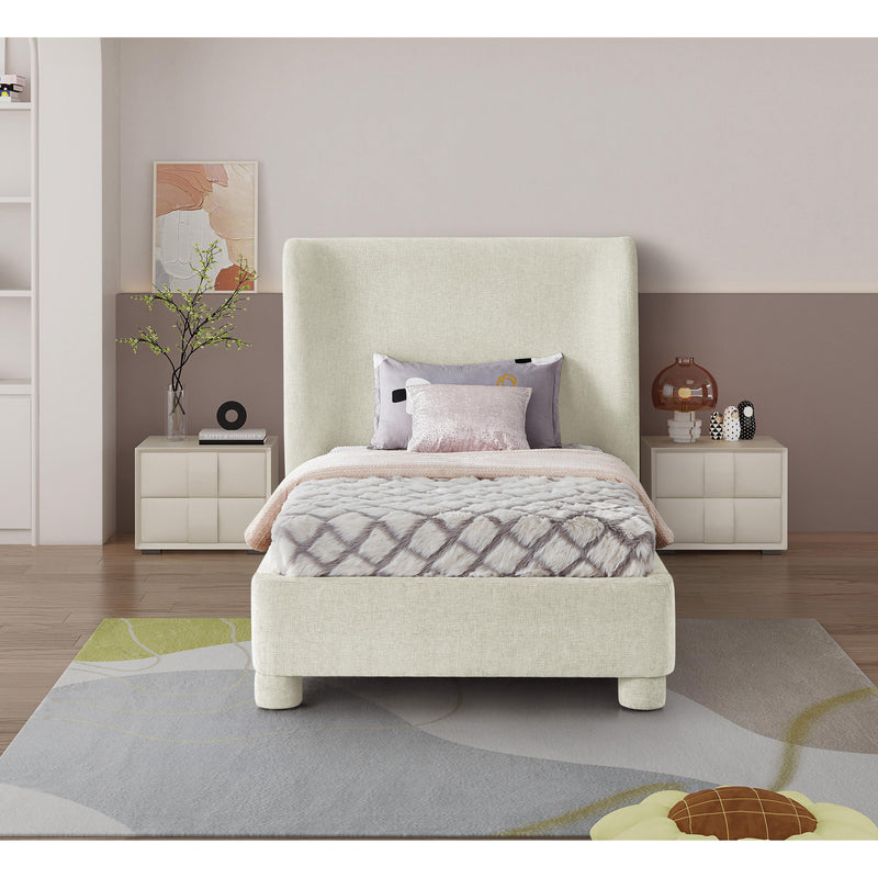 Meridian Penny Cream Chenille Fabric Twin Bed IMAGE 4