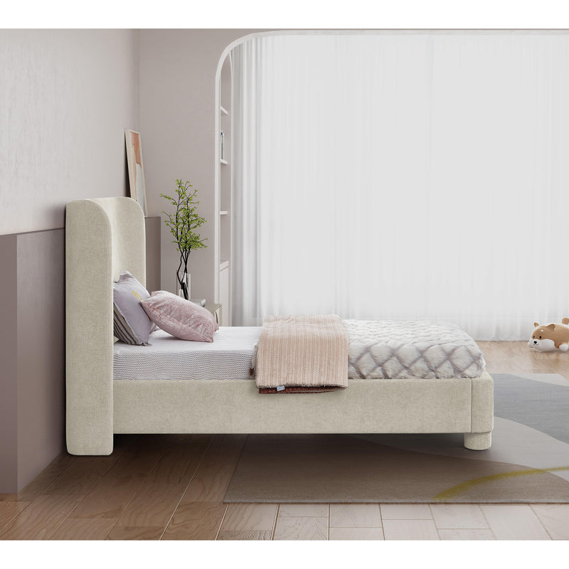 Meridian Penny Cream Chenille Fabric Twin Bed IMAGE 6