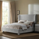 Meridian Penny Light Grey Chenille Fabric Full Bed IMAGE 2
