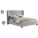 Meridian Penny Light Grey Chenille Fabric King Bed IMAGE 11