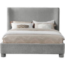 Meridian Penny Light Grey Chenille Fabric Queen Bed IMAGE 3