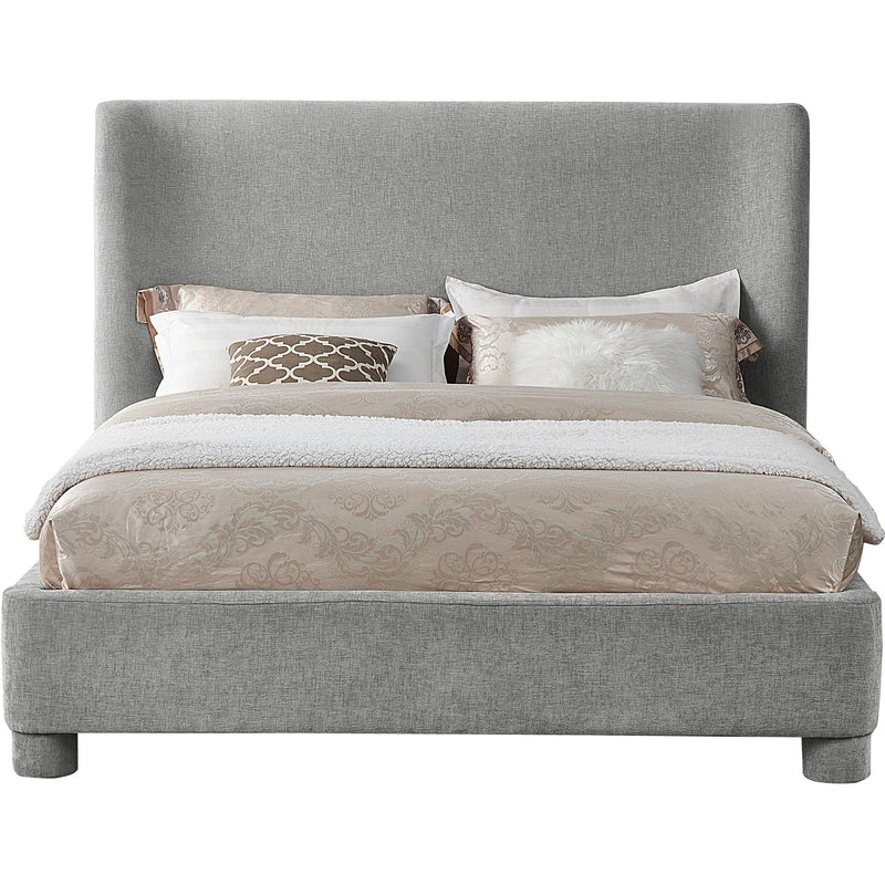 Meridian Penny Light Grey Chenille Fabric Queen Bed IMAGE 3
