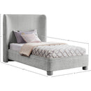 Meridian Penny Light Grey Chenille Fabric Twin Bed IMAGE 10