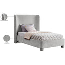 Meridian Penny Light Grey Chenille Fabric Twin Bed IMAGE 11