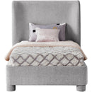 Meridian Penny Light Grey Chenille Fabric Twin Bed IMAGE 3