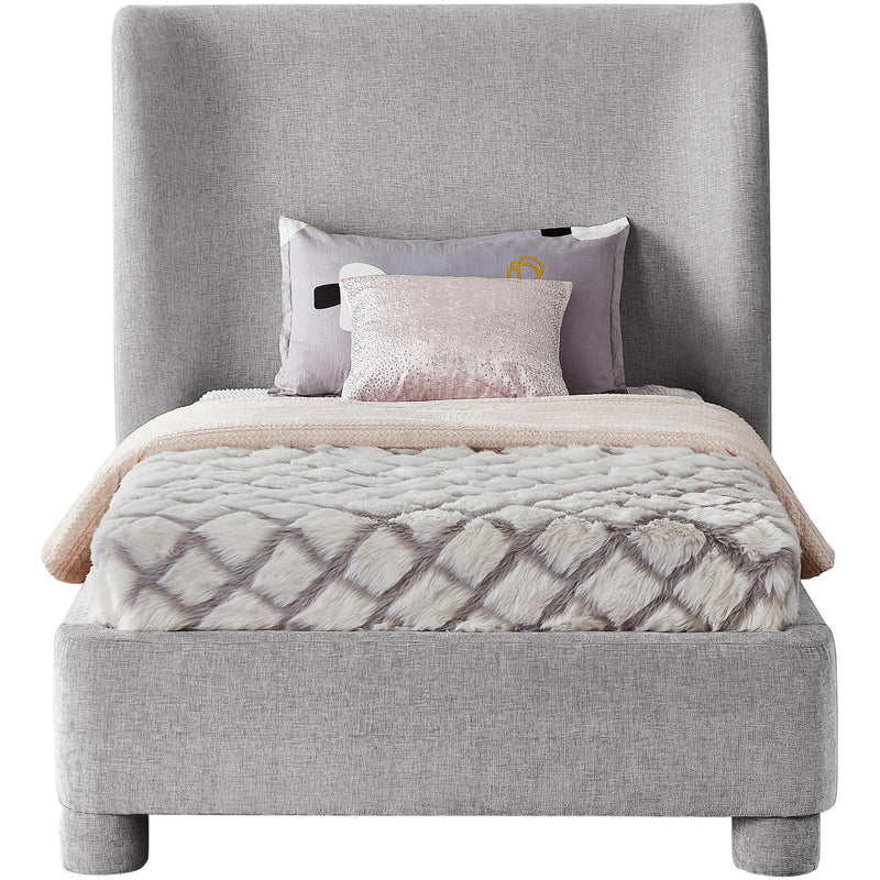 Meridian Penny Light Grey Chenille Fabric Twin Bed IMAGE 3
