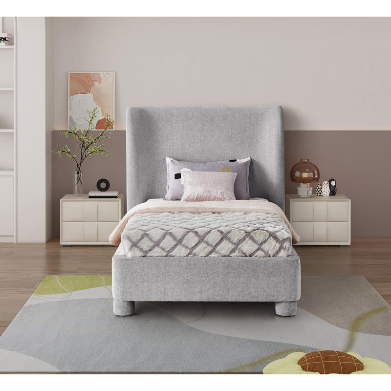 Meridian Penny Light Grey Chenille Fabric Twin Bed IMAGE 4