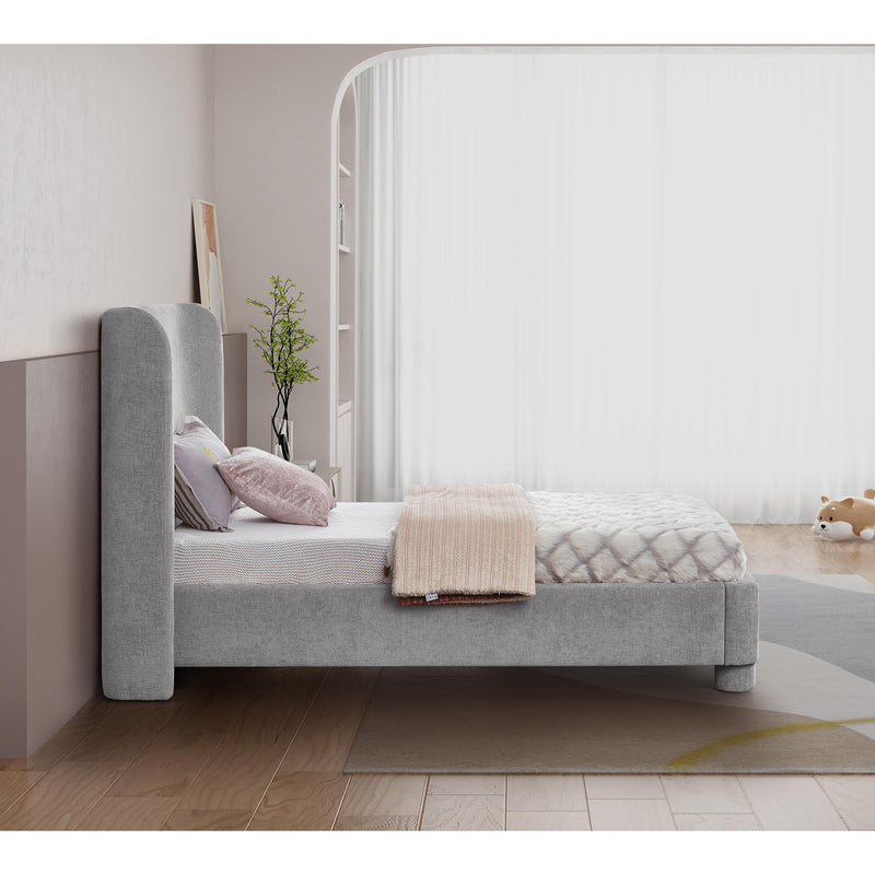 Meridian Penny Light Grey Chenille Fabric Twin Bed IMAGE 6