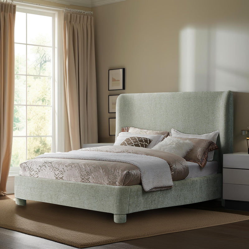 Meridian Penny Mint Green Chenille Fabric Full Bed IMAGE 2