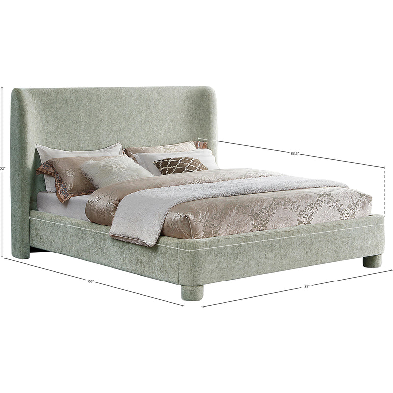Meridian Penny Mint Green Chenille Fabric King Bed IMAGE 10
