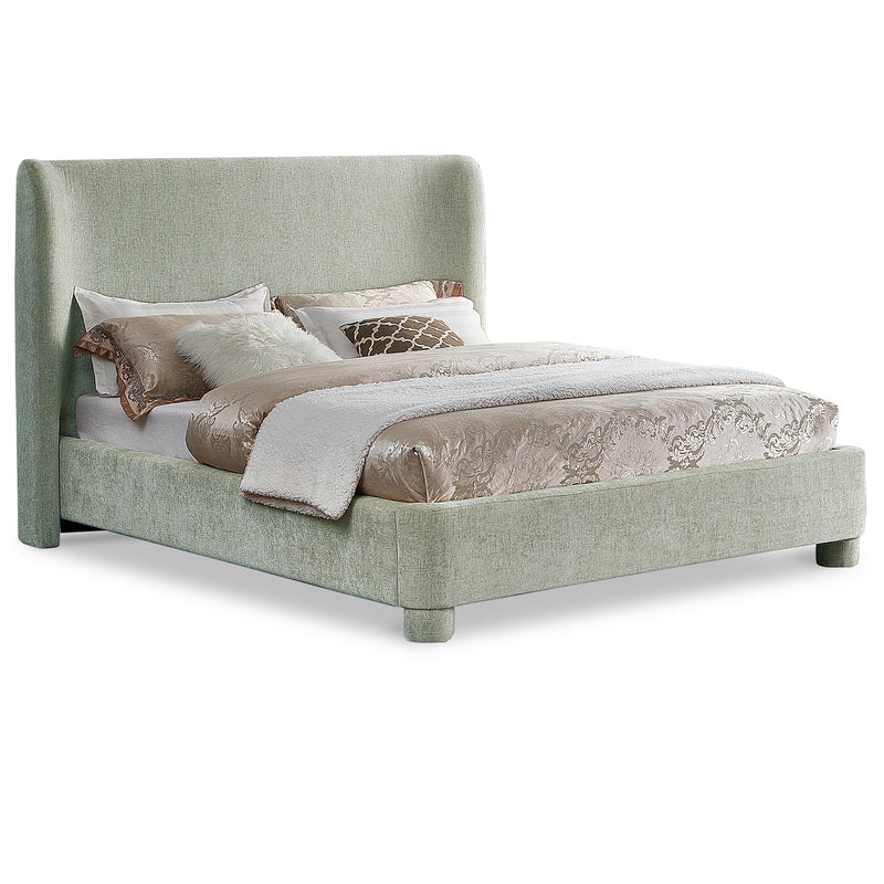Meridian Penny Mint Green Chenille Fabric King Bed IMAGE 1