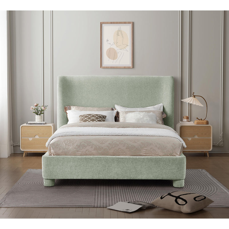 Meridian Penny Mint Green Chenille Fabric King Bed IMAGE 4