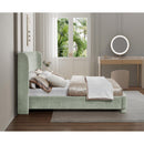 Meridian Penny Mint Green Chenille Fabric Queen Bed IMAGE 6