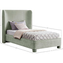 Meridian Penny Mint Green Chenille Fabric Twin Bed IMAGE 10