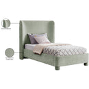 Meridian Penny Mint Green Chenille Fabric Twin Bed IMAGE 11