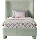 Meridian Penny Mint Green Chenille Fabric Twin Bed IMAGE 3