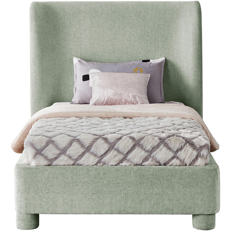 Meridian Penny Mint Green Chenille Fabric Twin Bed IMAGE 3