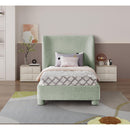Meridian Penny Mint Green Chenille Fabric Twin Bed IMAGE 4