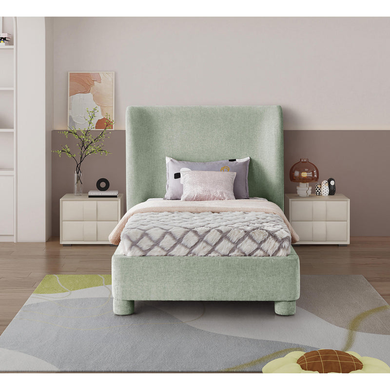 Meridian Penny Mint Green Chenille Fabric Twin Bed IMAGE 4
